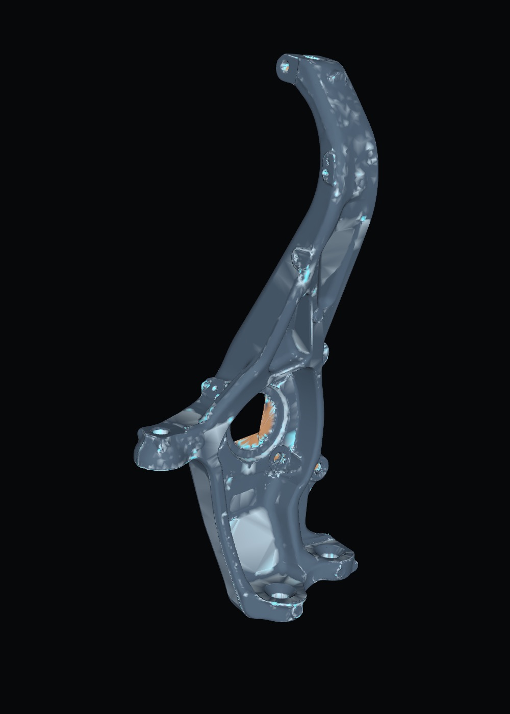 Development render of the replica, coloured by its distance to the scan